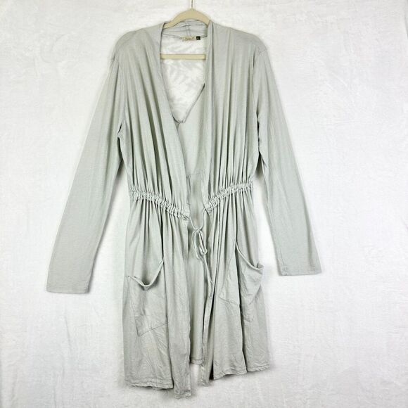 Chalet Lightweight Cardigan Jacket Size Large Lagenlook Cinch Tie Waist Pockets - Picture 2 of 8